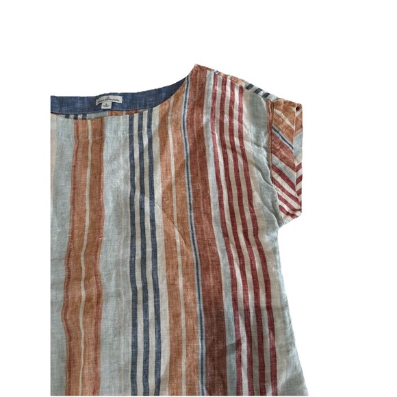 L.L. Bean Signature linen top multicolored stripes size Small - Picture 2 of 5